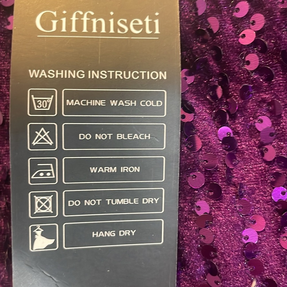 Purple sequined gown splint front with train Built in bra. Back zipper. NWT - Picture 7 of 10